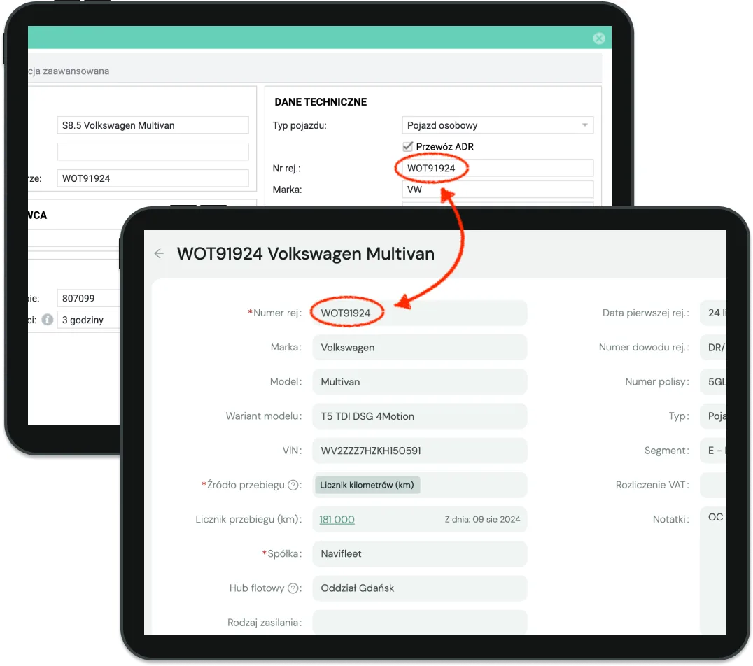 Integracja z systemem telematycznym Navifleet – zrzut ekranu