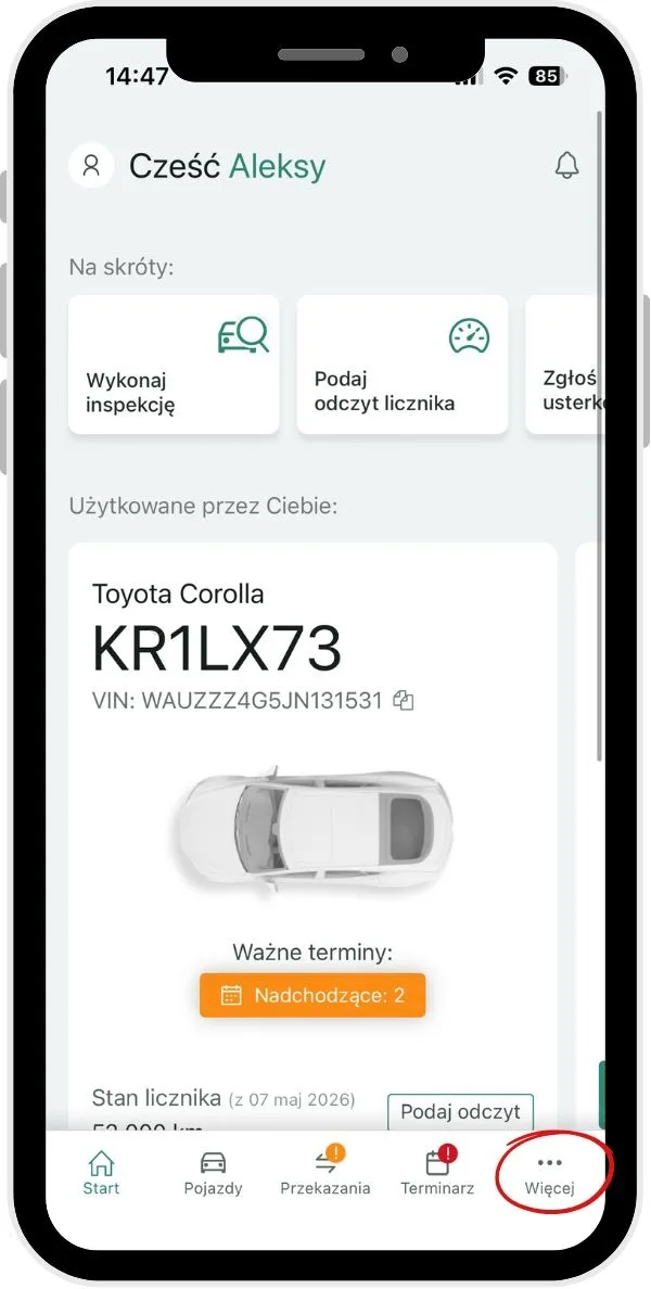 Powiadomienia – zrzut ekranu aplikacji Navifleet