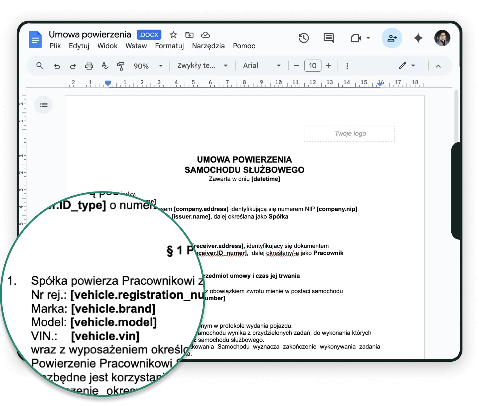 Szablony dokumentów do podpisu w aplikacji Navifleet