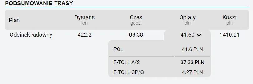 Monitorowanie postępu tras – zrzut ekranu aplikacji Navifleet