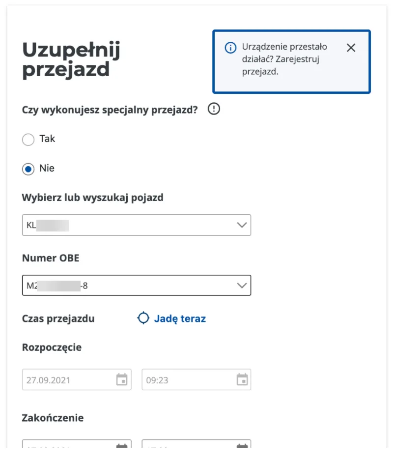 Poniżej przedstawiamy jak wygląda cały proces deklaracji trasy przejazdu: – zrzut ekranu aplikacji Navifleet