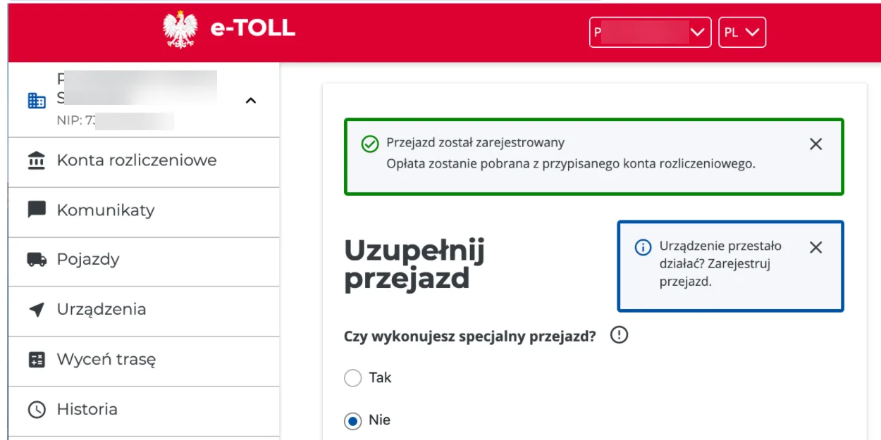 Poniżej przedstawiamy jak wygląda cały proces deklaracji trasy przejazdu: – zrzut ekranu aplikacji Navifleet