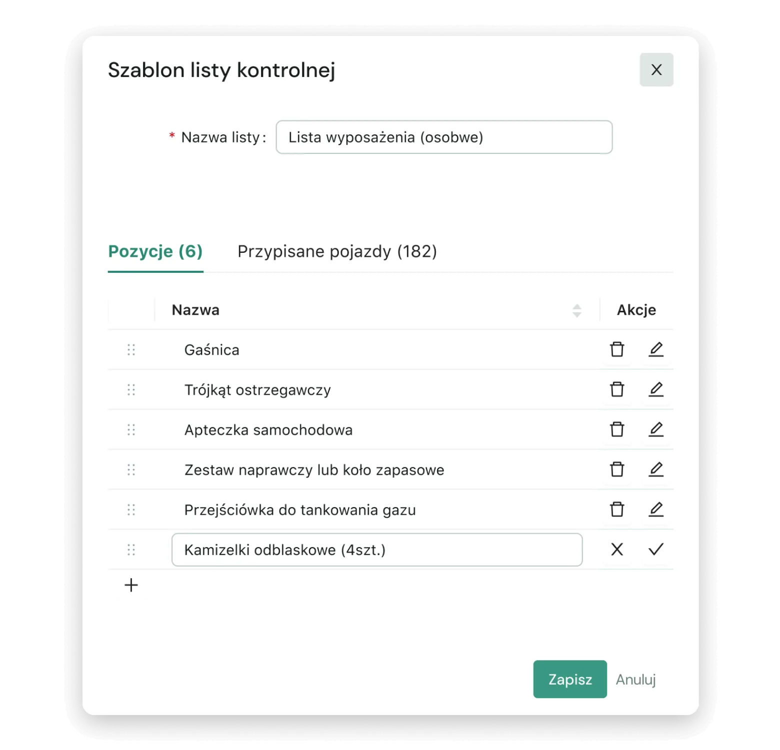 Szablony list kontrolnych