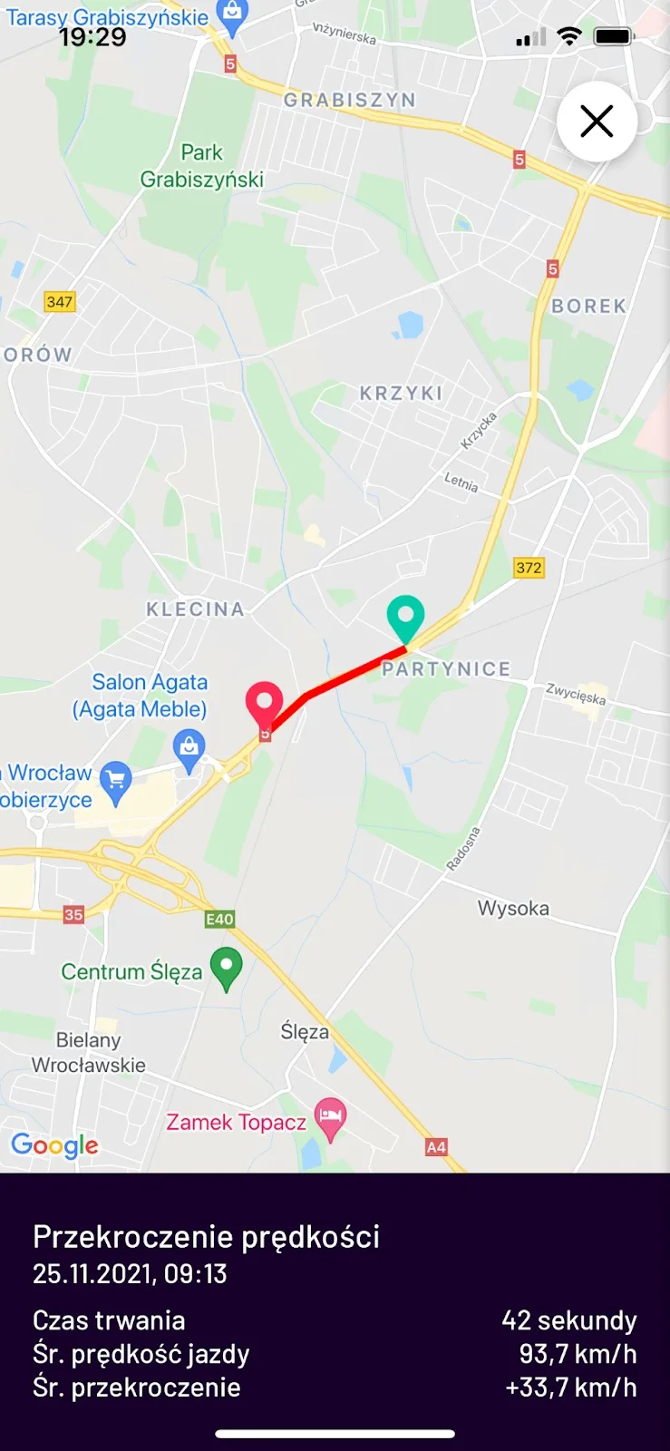 Ocena stylu jazdy w aplikacji Navifleet Driver – zrzut ekranu