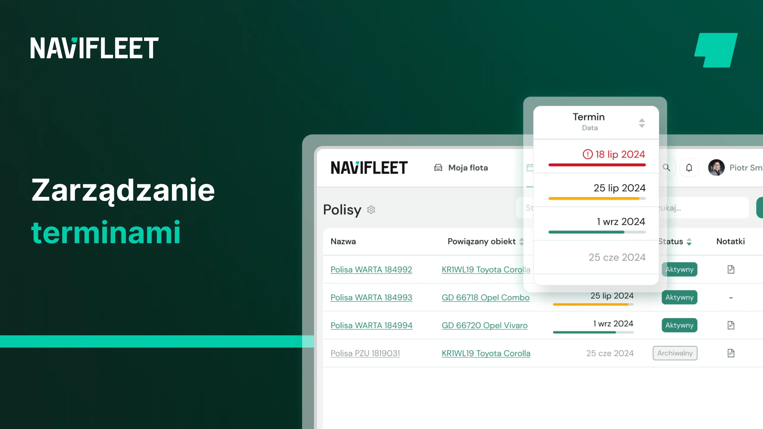 Masz dość śledzenia ważnych terminów w Excelu? Navifleet zrobi to za Ciebie