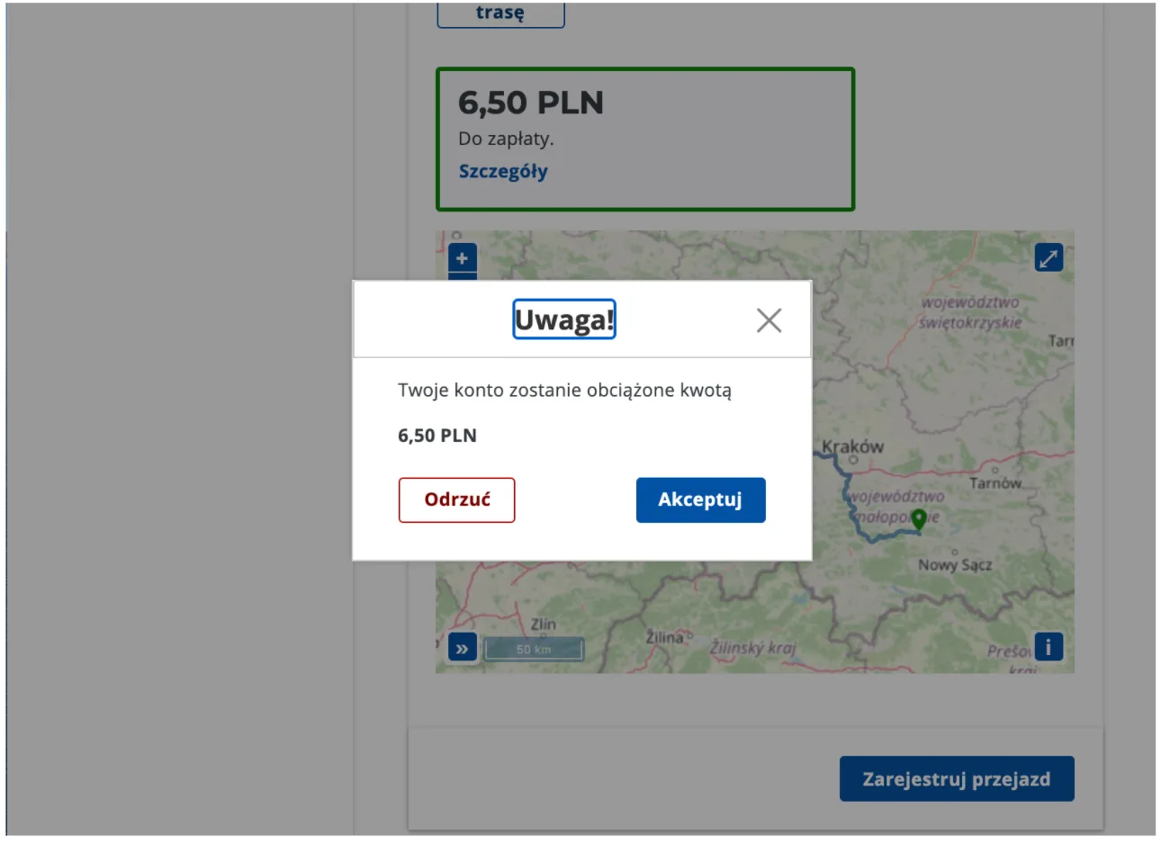 Poniżej przedstawiamy jak wygląda cały proces deklaracji trasy przejazdu: – zrzut ekranu aplikacji Navifleet