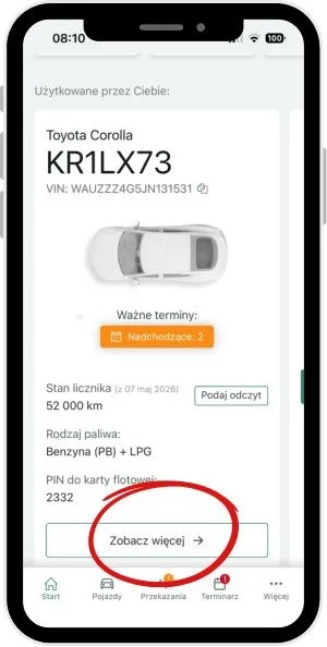 Jak wykonywać inspekcje pojazdu? – zrzut ekranu aplikacji Navifleet
