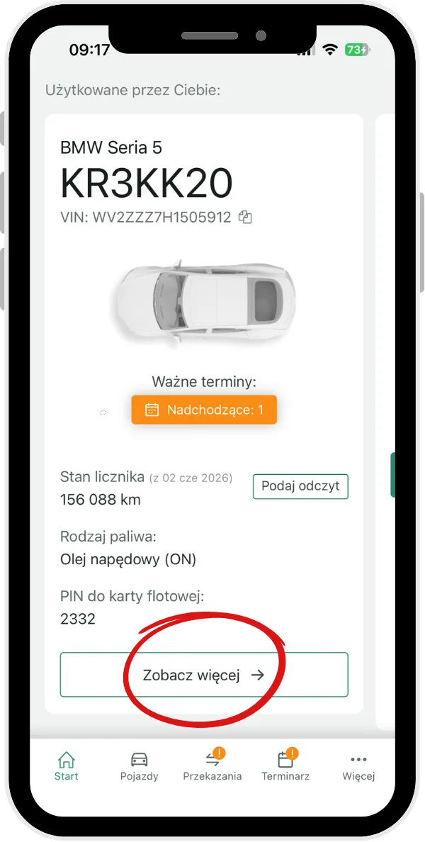 Jak zwrócić pojazd? – zrzut ekranu aplikacji Navifleet