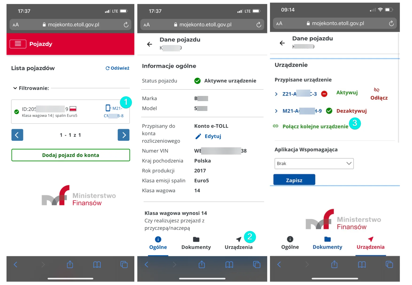 Krok 3: Powiązanie aplikacji mobilnej z pojazdem. – zrzut ekranu aplikacji Navifleet